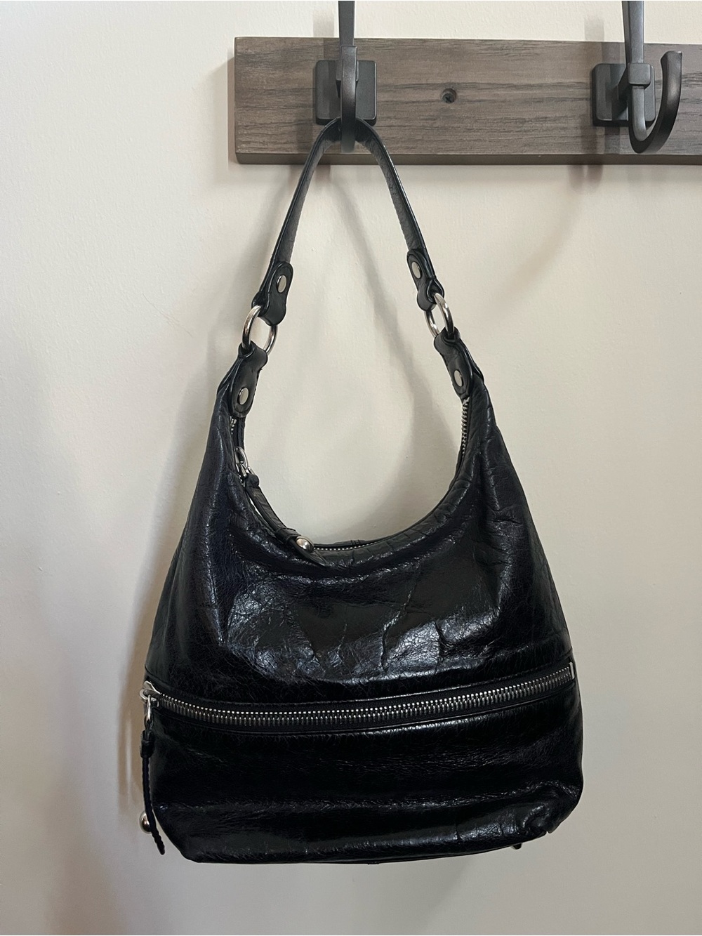 Hobo International Mini Purse Shoulder Bag Hand Bag Silver Hardware